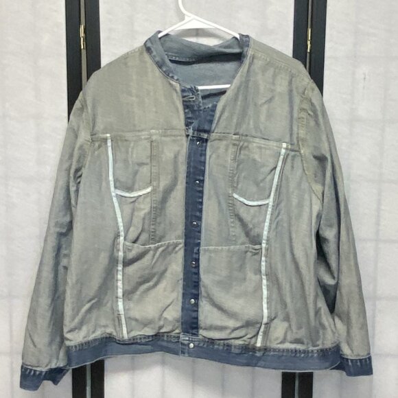 NorthCrest Vintage 2X Denim Jean Bomber Jacket Medium Wash Waistband Long Sleeve - Picture 5 of 11